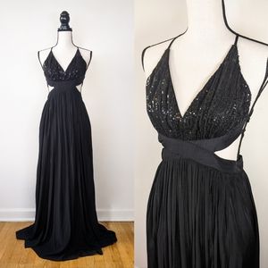 🦋LAST🦋 NWT Mustard Seed Black Sequined Formal Maxi Dress